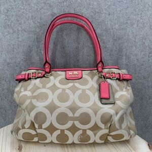Coach Madison Op‎ Art Sateen Kara 22344 Satchel Bag Purse Tote WITH DUST BAG